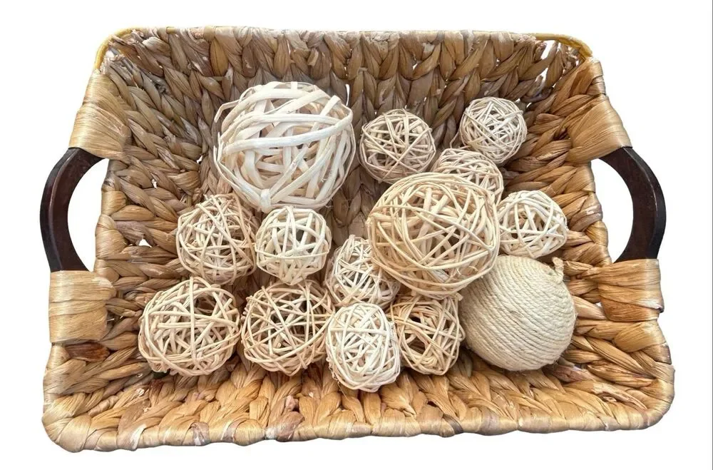 Wicker Rattan Decorative Balls 15 Piece Set